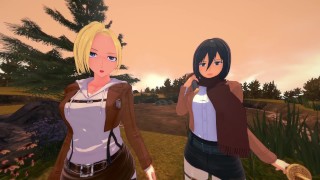 MIKASA AND ANNIE FOURSOME – ATTACK ON TITAN PORN (Shingeki no Kyojin)