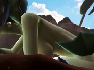 Ranamon sucks and fucks on the beach