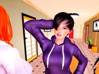 Hentai redhead gives blowjob and having sex