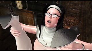Nun and Demonic Babe  fuck in Futanari