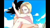 Dragon ball hentai, Number 18 fucks hard with Goku while he asks to be hit harder, blonde android with big ass hentai animation 2d