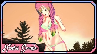 Mitsuri Kanroji masturbates outside until she cums – Demon Slayer Hentai