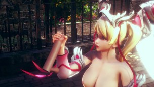 3D HENTAI OVERWATCH mercy jerking off your cock