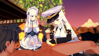 Azur Lane threesome – Belfast x Enterprise – 3D Hentai
