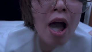 抜いてからも小さくなるまでお掃除フェラをするメガネ女子♡ cum in mouth gokkun