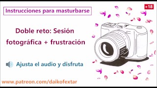 JOI hentai español con Charlotte, reto fotográfico + frustración. Rol ASMR.