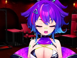 Brunette cums to hentai