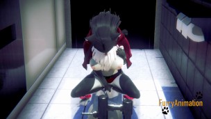 Furry Hentai – Black Kitty Fingering in a Japanese Toilet