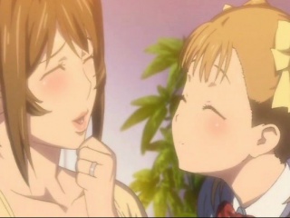 Huge tits horny hentai MILF fucks a teen girl