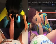 3DGSPOT Hot Girls Deepthroat A Big Cock In SPLIT SCREEN COMP! 3D CARTOON PORN!