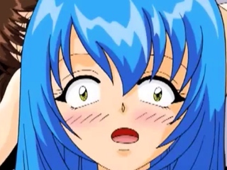 Blue haired japanese anime teen