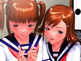 Adorable anime girl rubbing her coeds lusty pussy