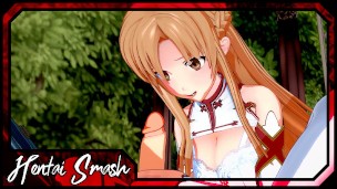Asuna swallows Kirito’s load before riding his face – Sword Art Online Hentai