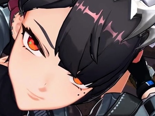 Brunette cums to hentai