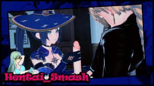 Genshin Impact – Mona rides Aether’s dick, lets him cum inside. 3D Hentai.