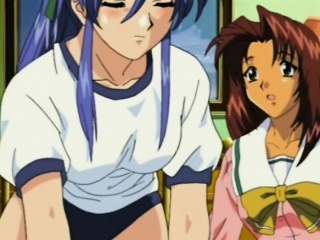 Lesbian anime coeds group sex in the bathroom