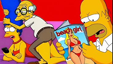 Married Housewife Cheats on Her Cuckold Husband on a Pink Couch. Cartoon Parody Simpsons. Hentai