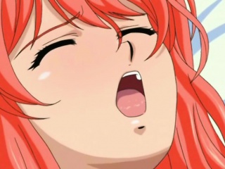 Redhead hentai gets squeezed and licked her bigboobs