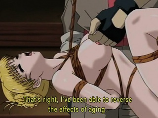 Tied up hentai blondie gets tortured and ass fucked